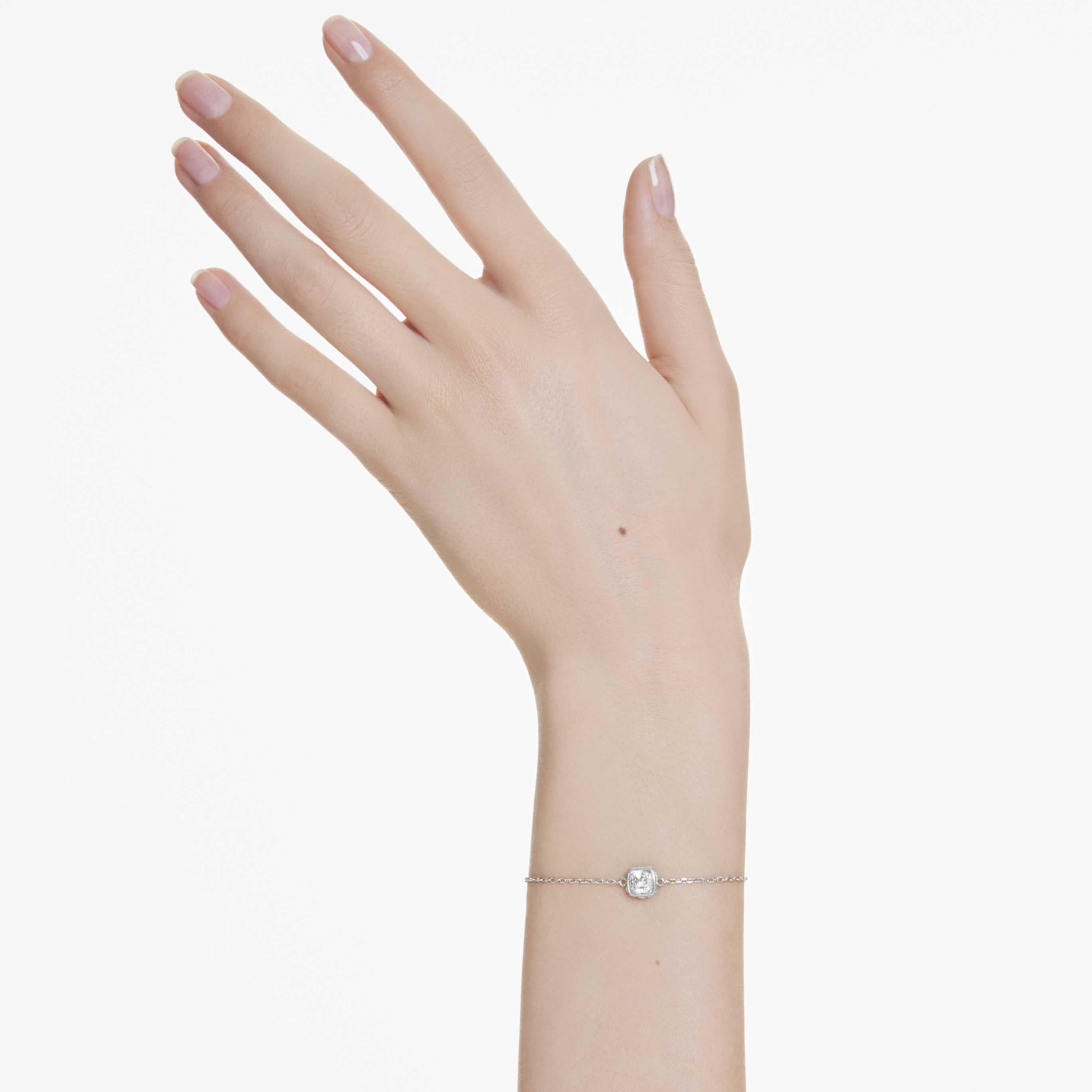 Swarovski Birthstone bracelet Square cut, February, Purple, Rhodium plated