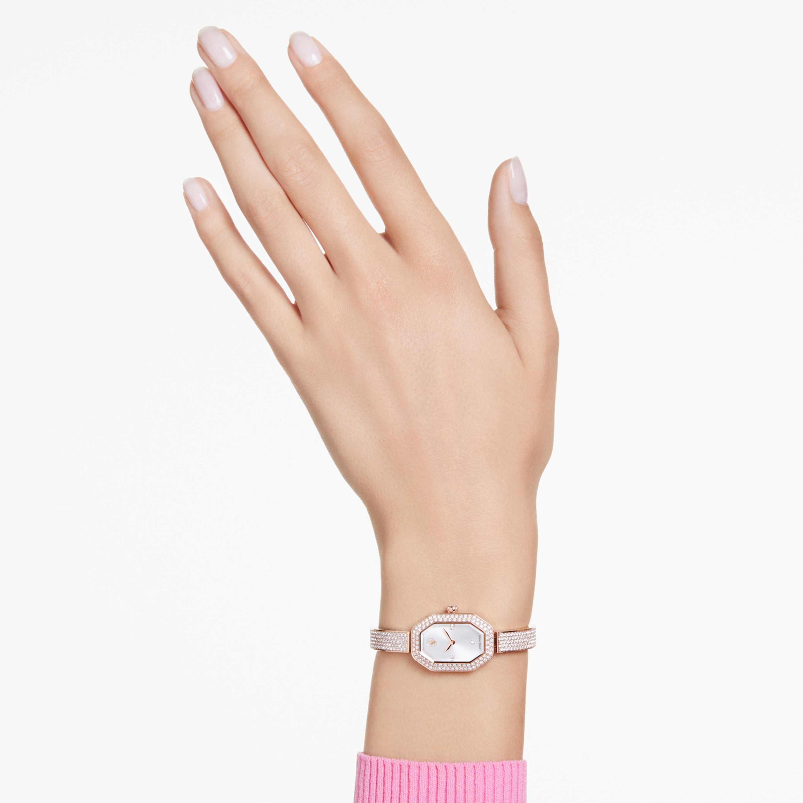 Swarovski Dextera bangle watch Swiss Made, Metal bracelet, Rose gold tone, Rose gold-tone finish