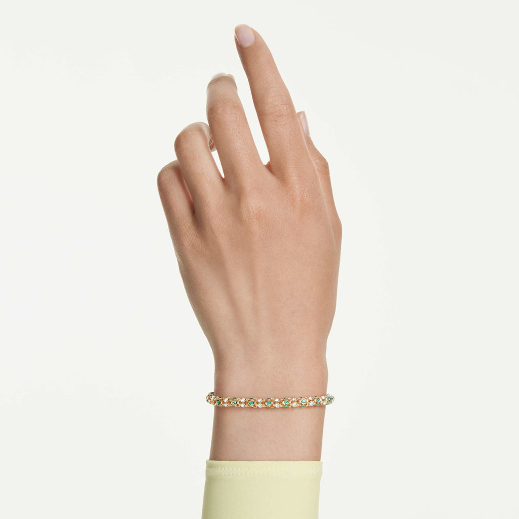 Swarovski Dextera bracelet Round cut, White, 18K gold finish