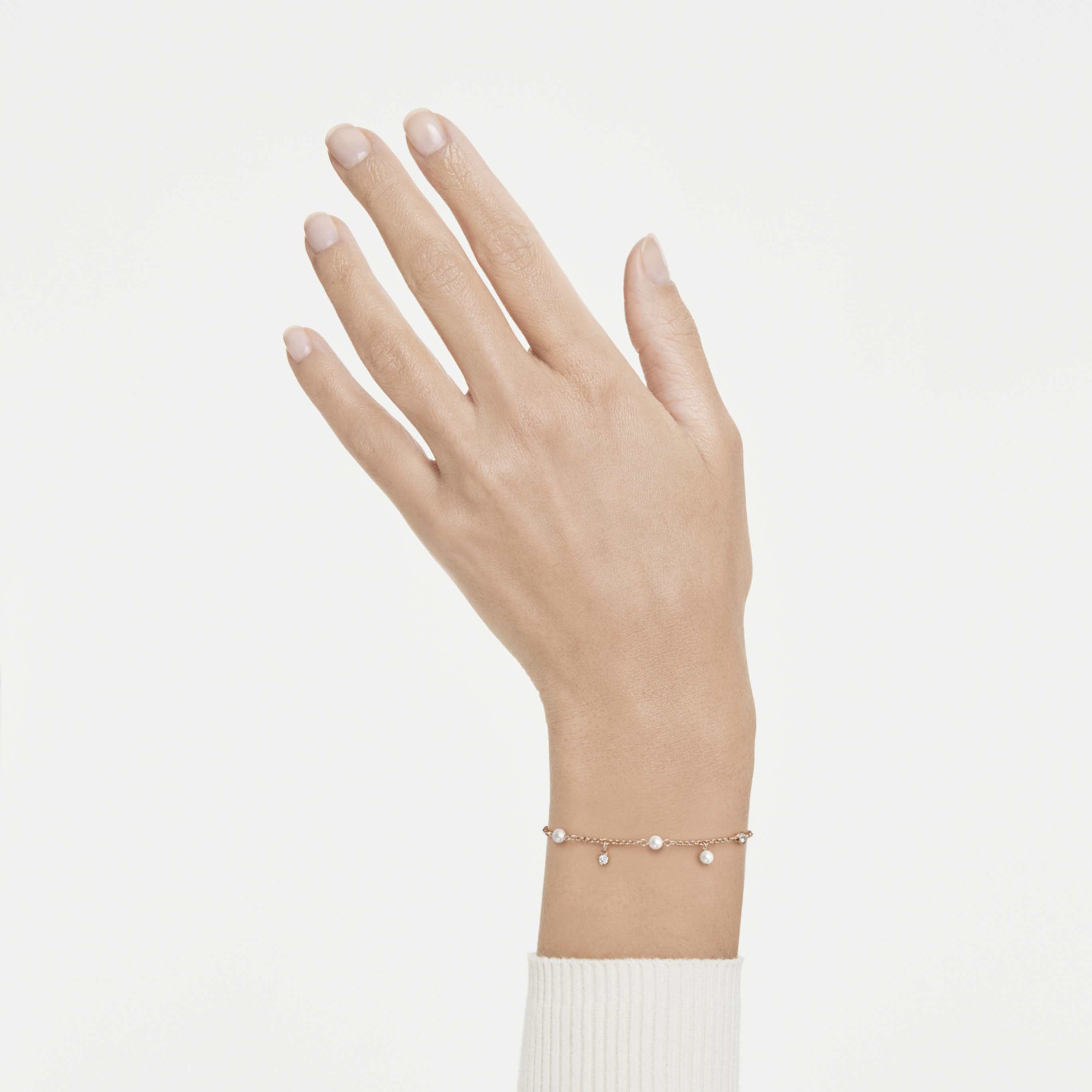 Swarovski Imber bracelet Crystal pearl, Round cut, White, Rhodium plated