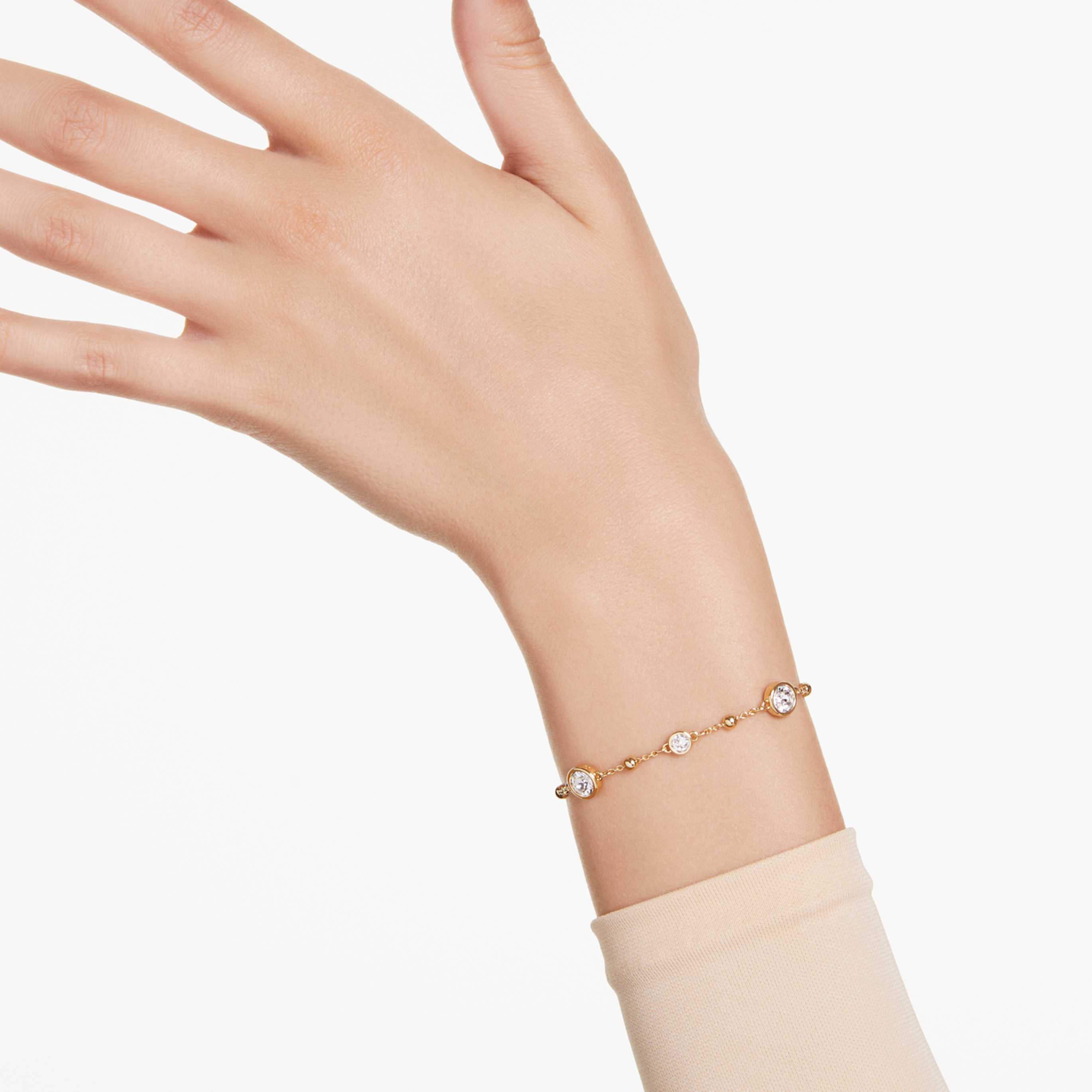 Swarovski Imber bracelet Round cut, Blue, Rhodium plated