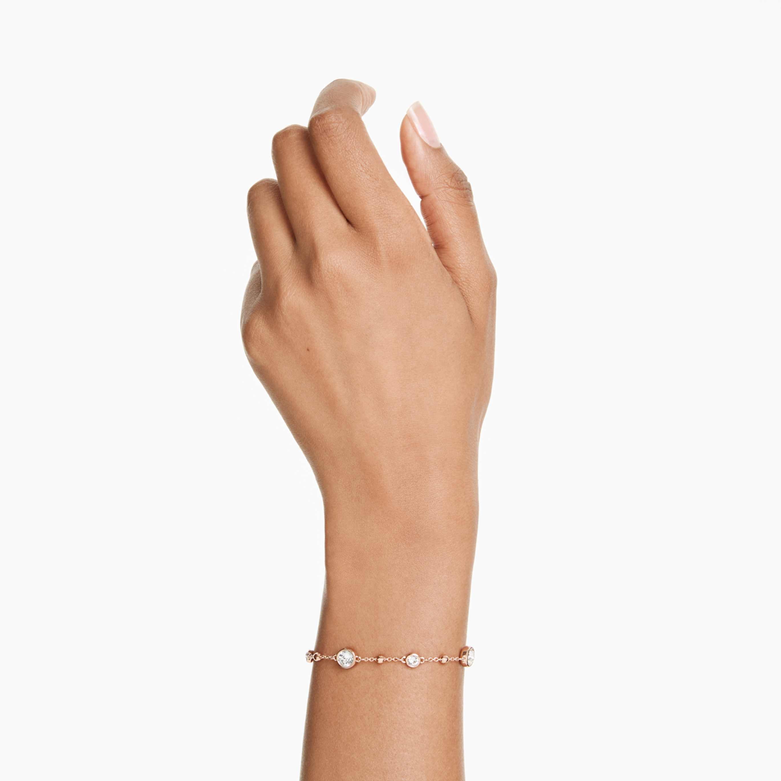 Swarovski Imber bracelet Round cut, Scattered design, White, 18K gold finish
