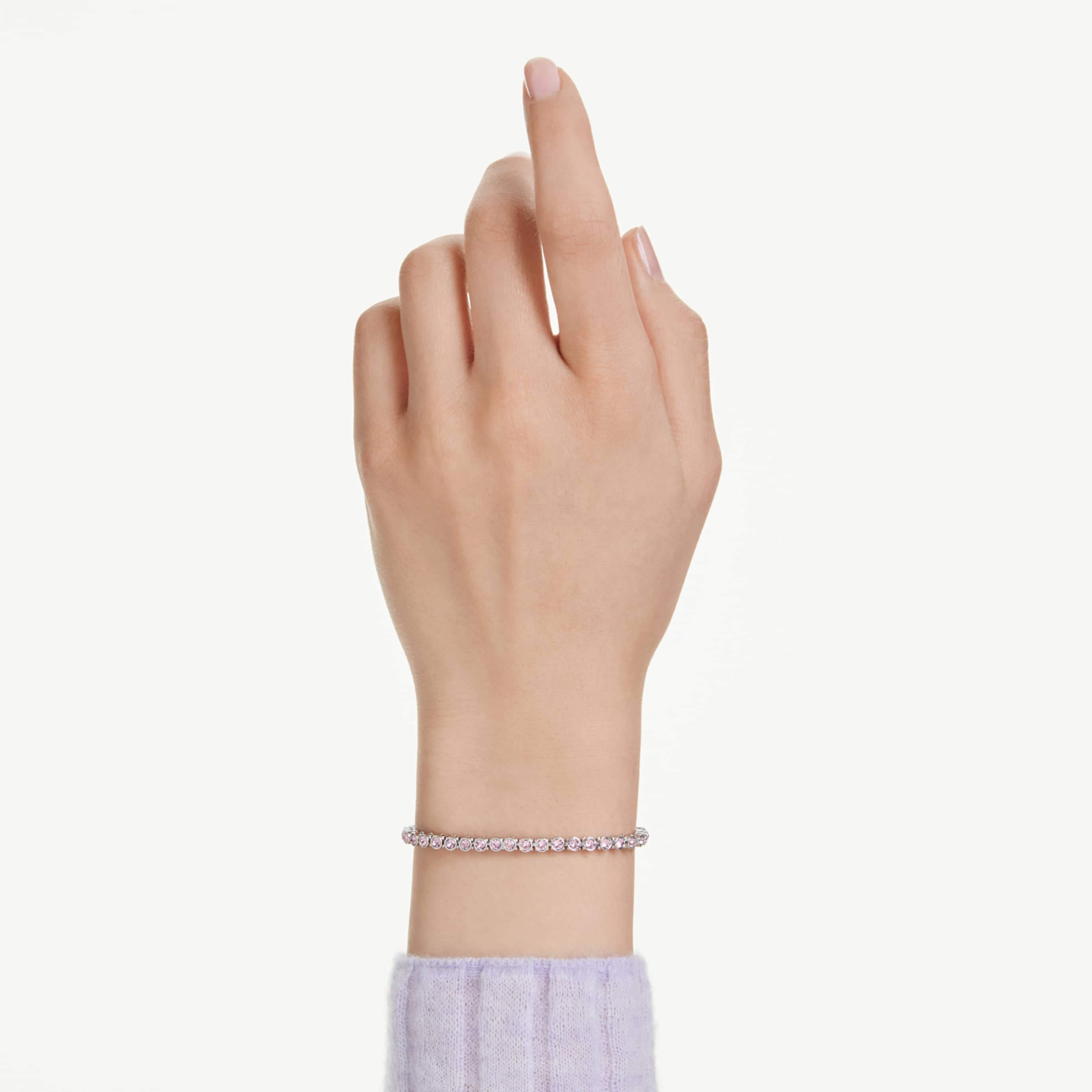 Swarovski Imber Emily Tennis bracelet Round cut, Black, 18K rose gold finish