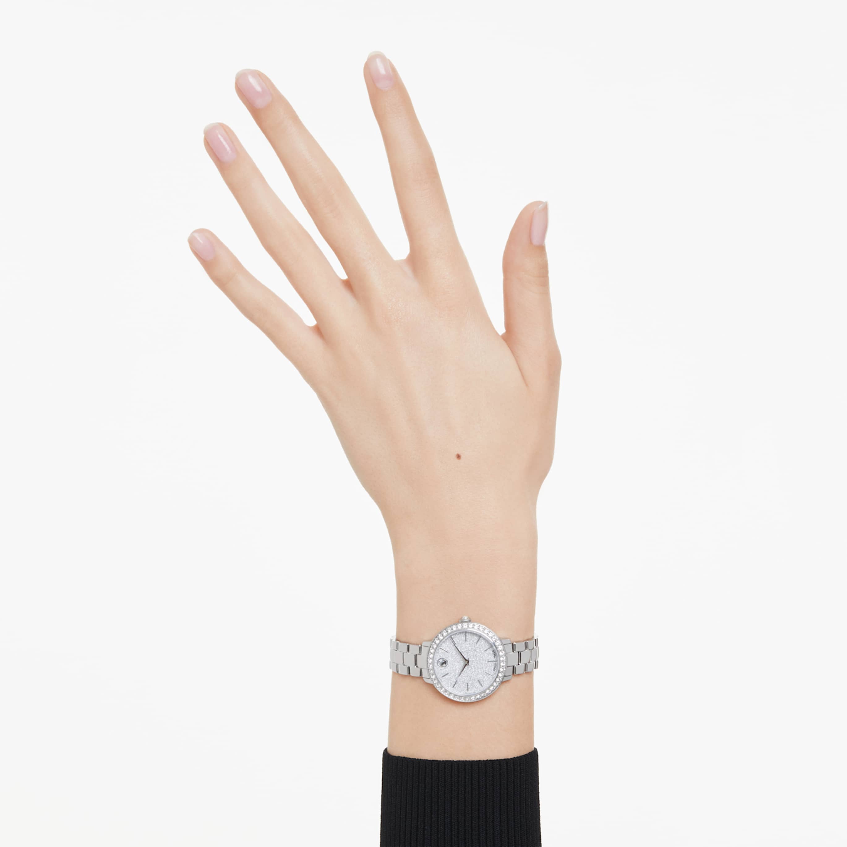 Swarovski Matrix 3-link watch Swiss Made, Metal bracelet, Silver tone, Rose gold-tone finish