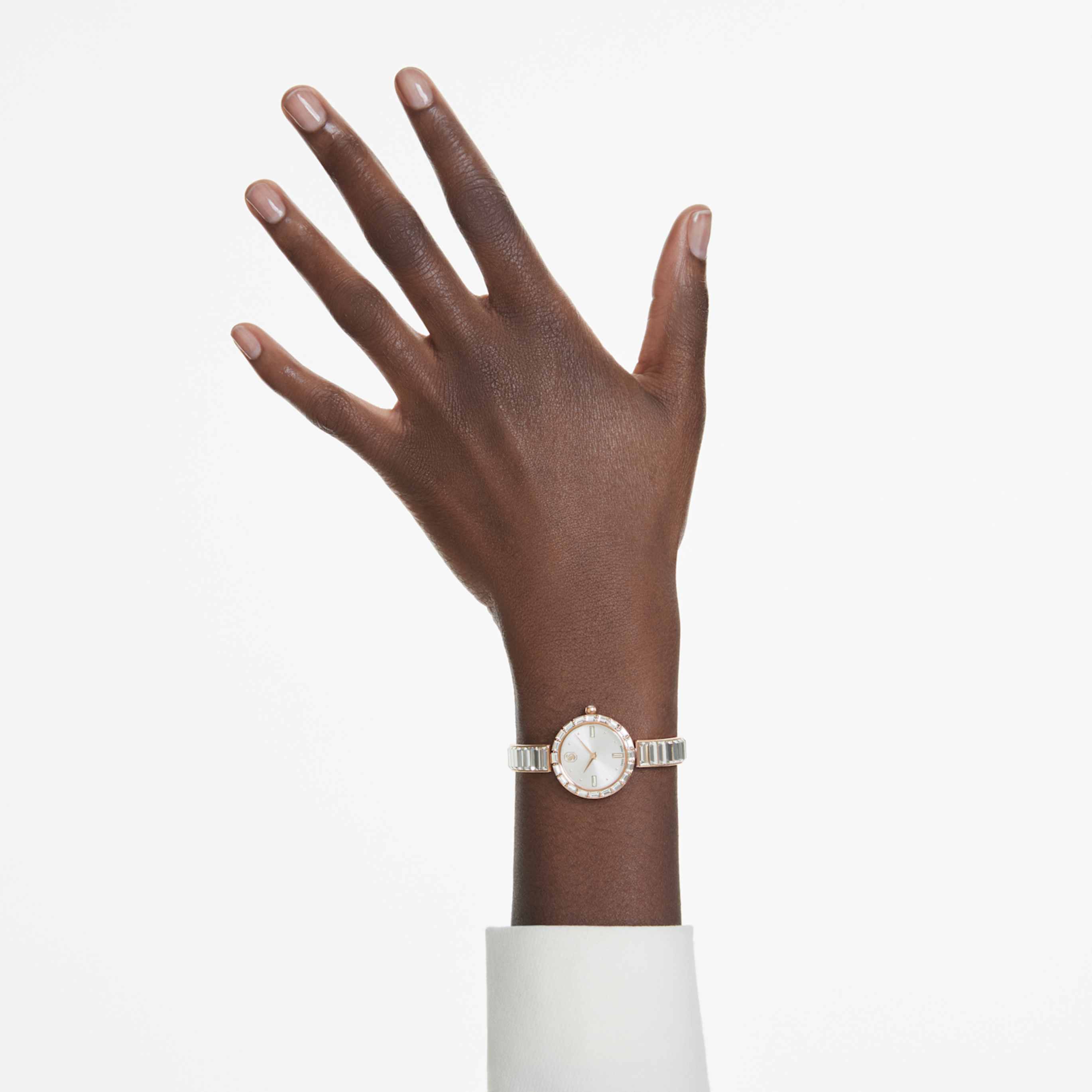 Swarovski Matrix bangle watch Swiss Made, Crystal bracelet, White, Stainless Steel