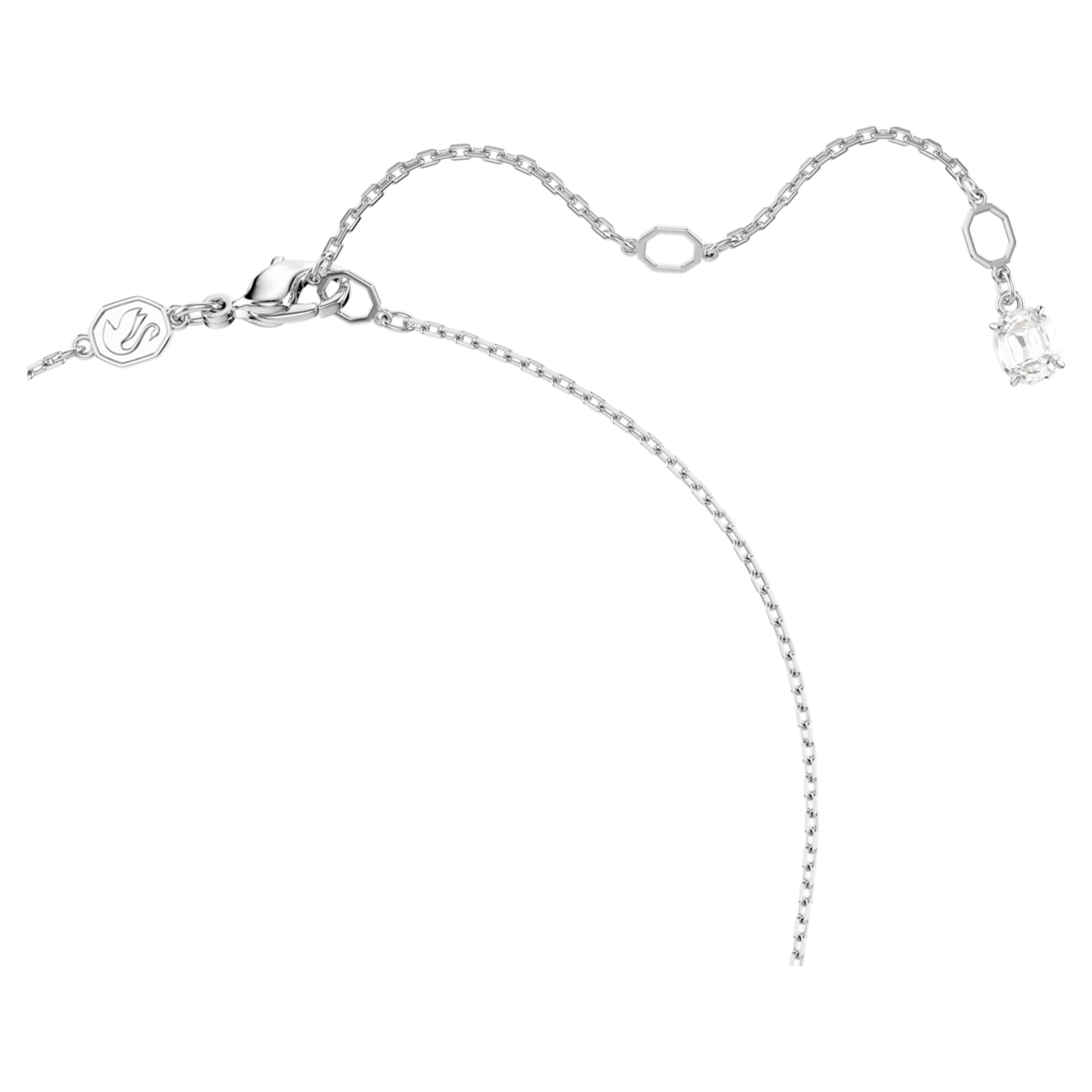 Swarovski Matrix necklace Gradient of round cuts, White, Rhodium plated