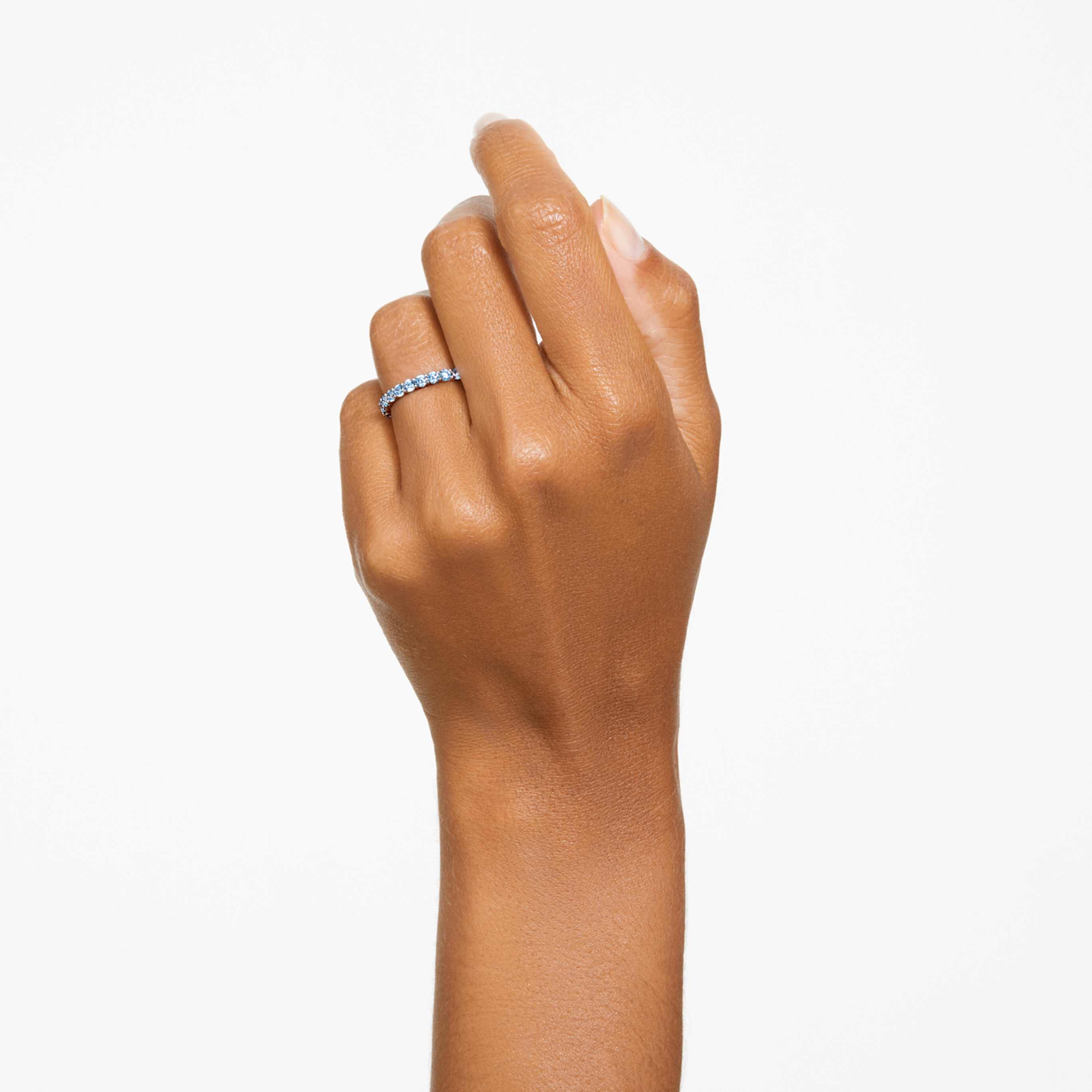 Swarovski Matrix ring Round cut, Pink, Rhodium plated