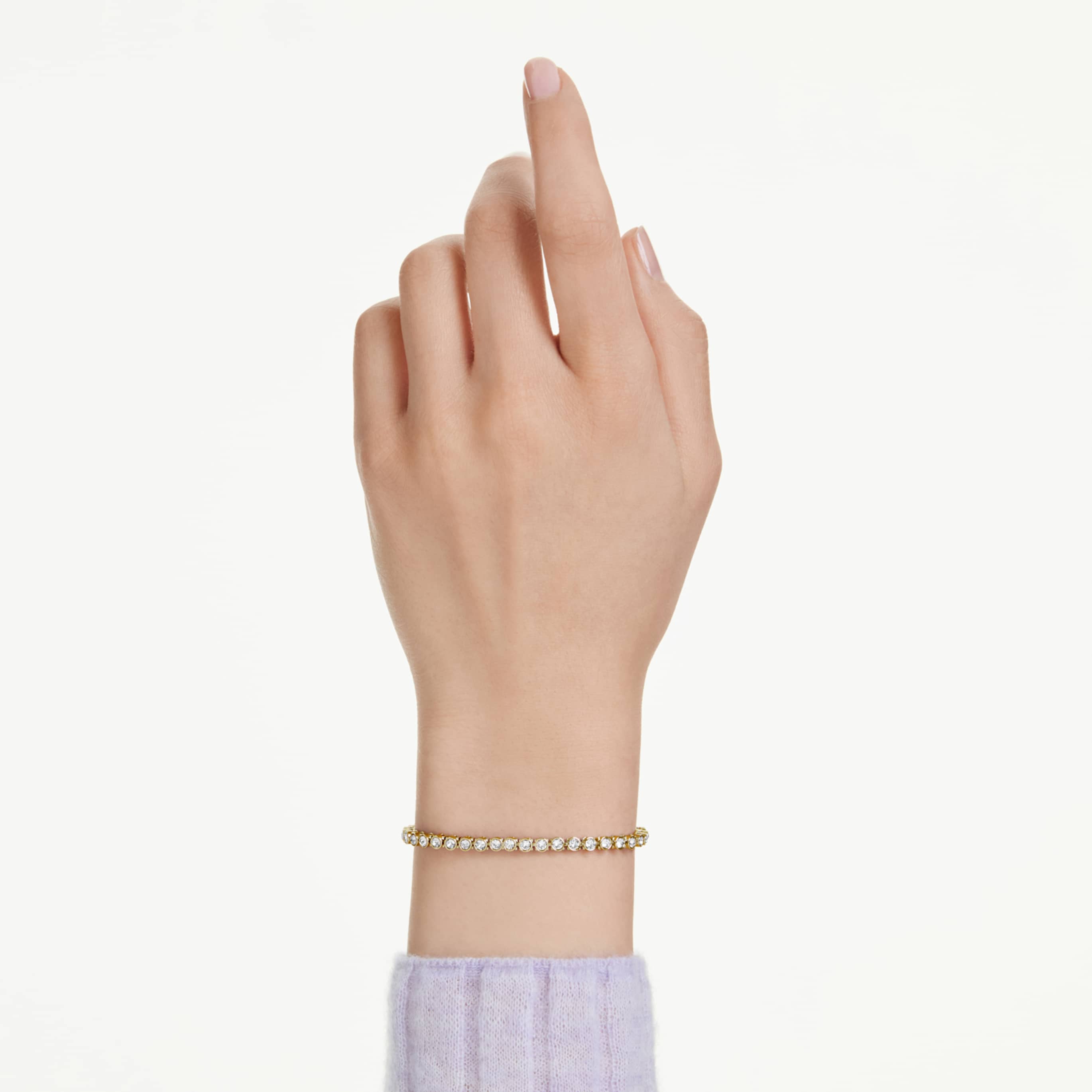 Swarovski Matrix Tennis bracelet Round cut, White, 18K rose gold finish