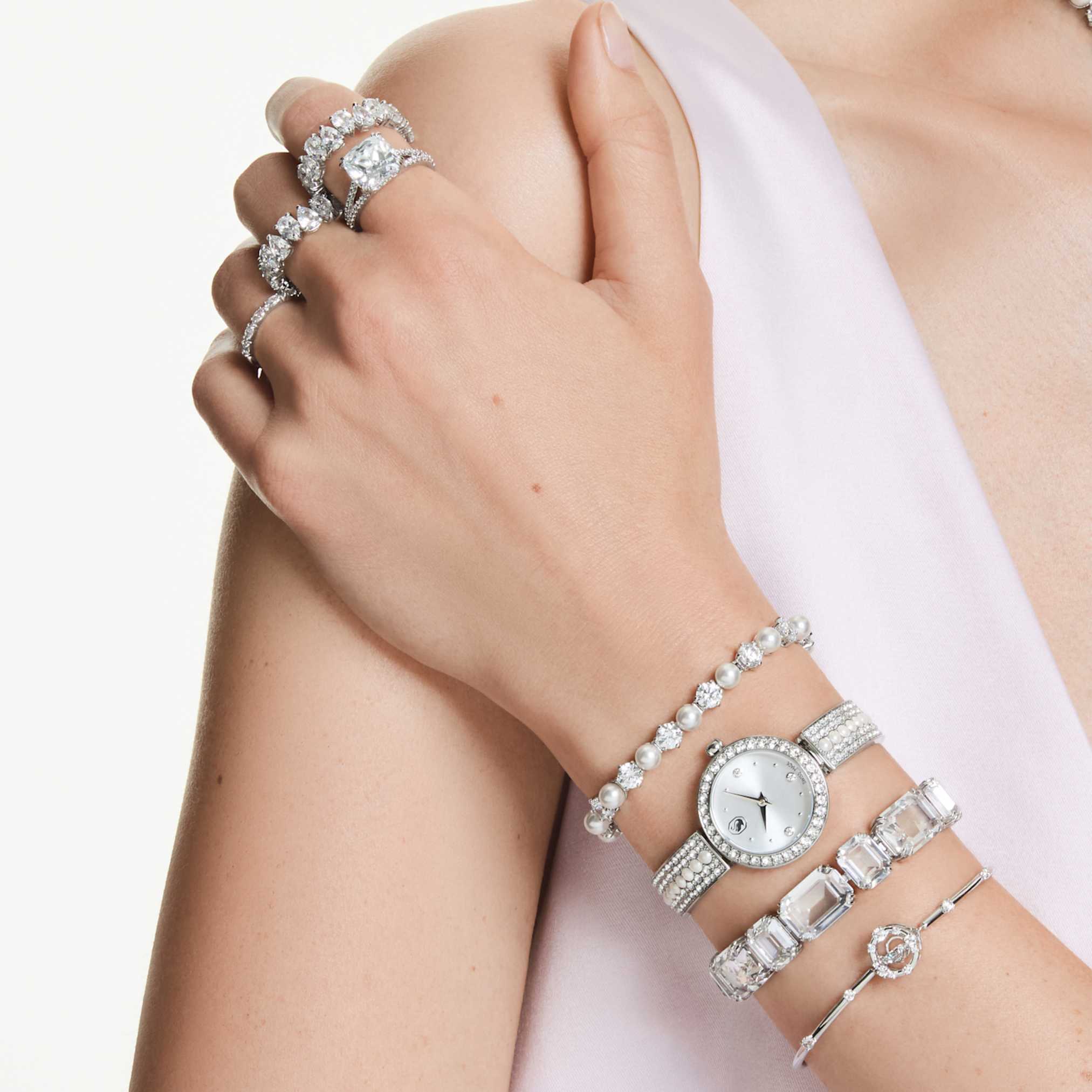 Swarovski Millenia bracelet Octagon cut, White, Rhodium plated
