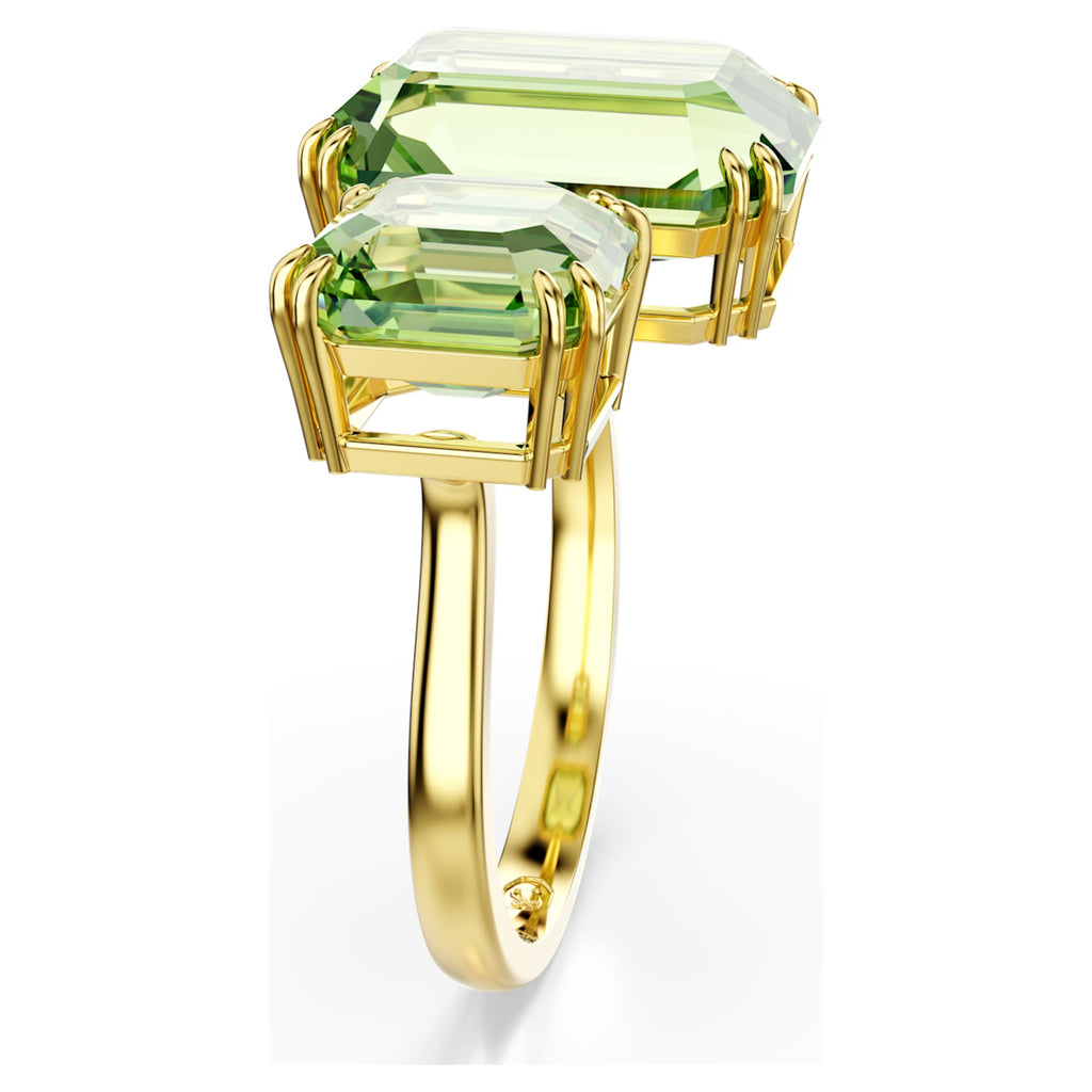Swarovski Millenia open ring Octagon cut, Green, 18K gold finish