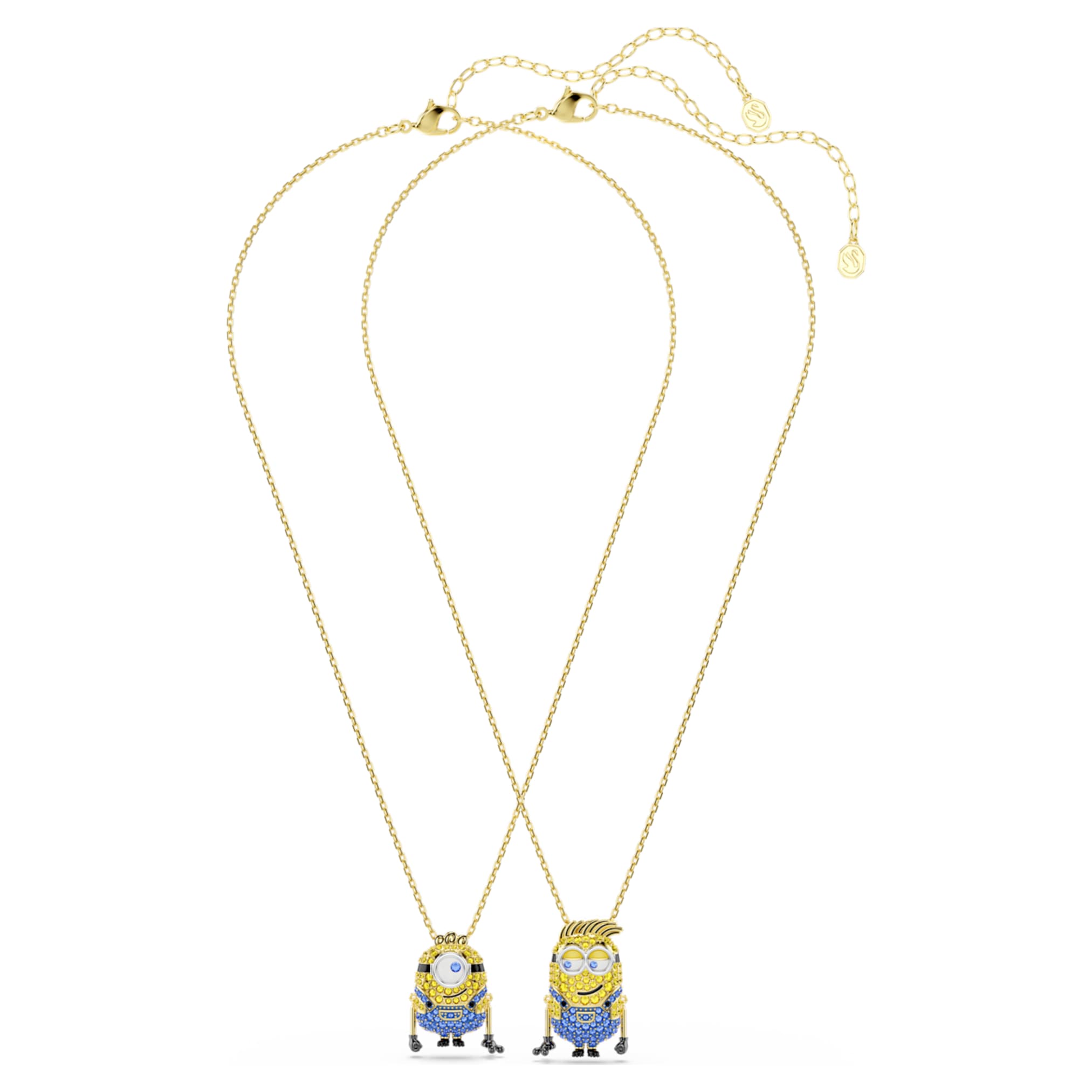 Swarovski Minions James and Henry set Pavé, Multicolored, 18K gold finish