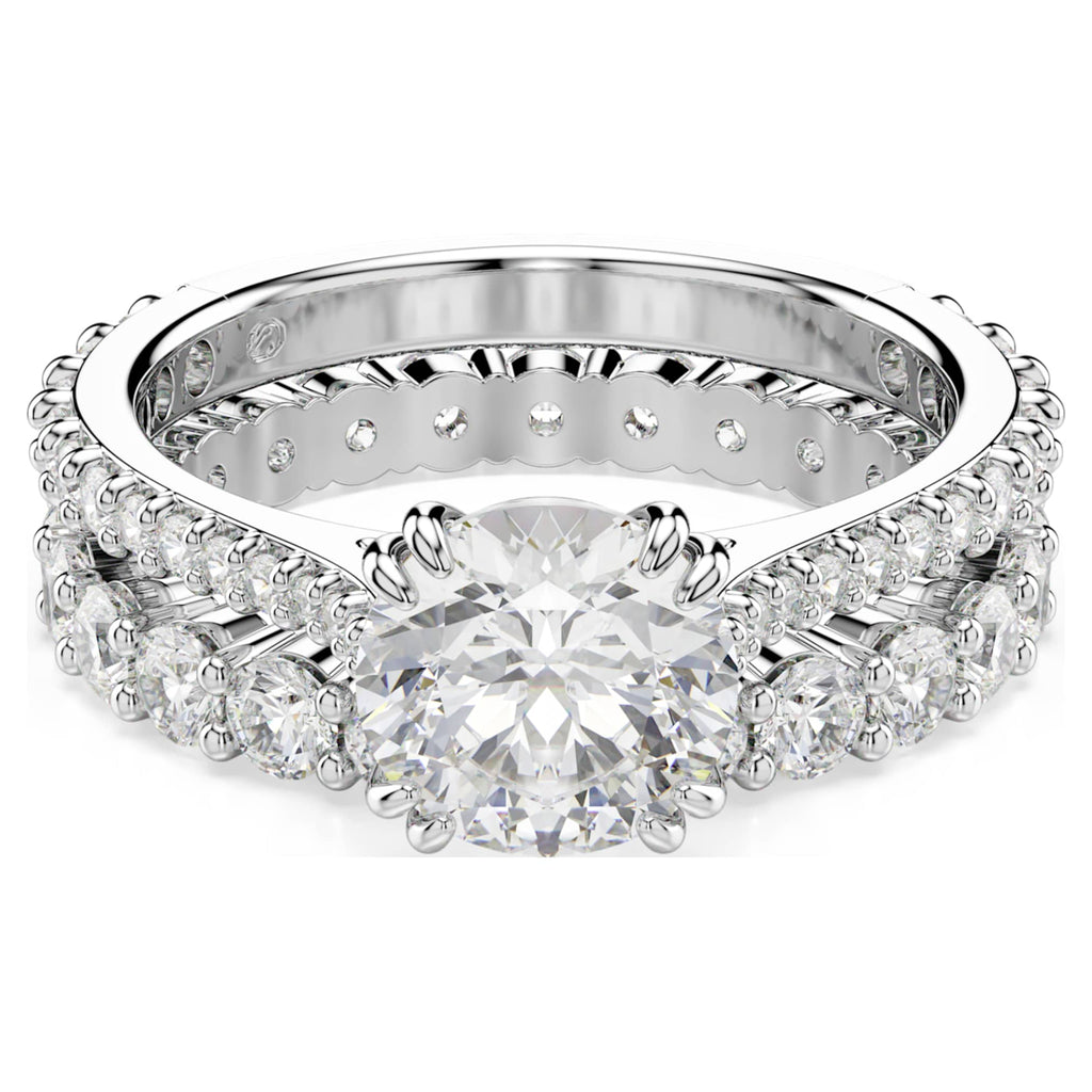 Swarovski Stilla ring Set (2), Round cut, White, Rhodium plated