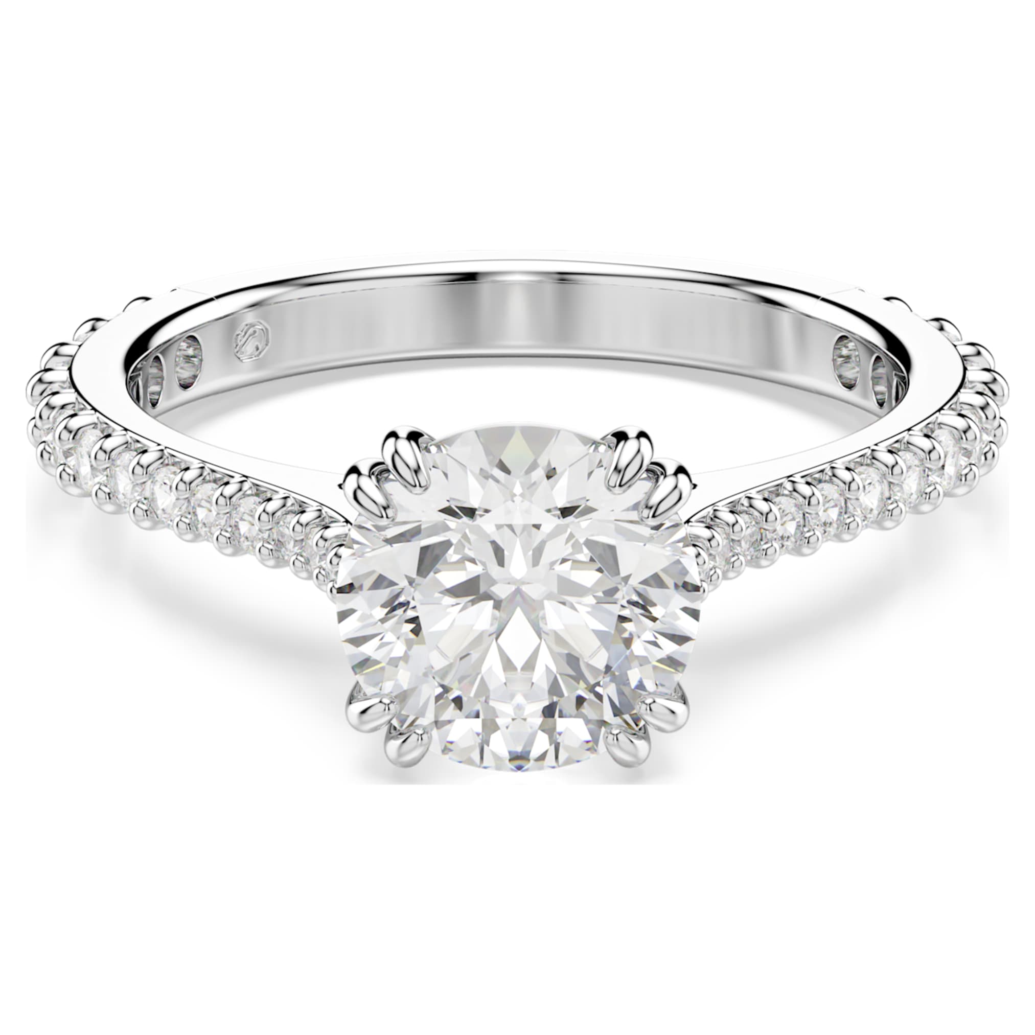 Swarovski Stilla ring Set (2), Round cut, White, Rhodium plated