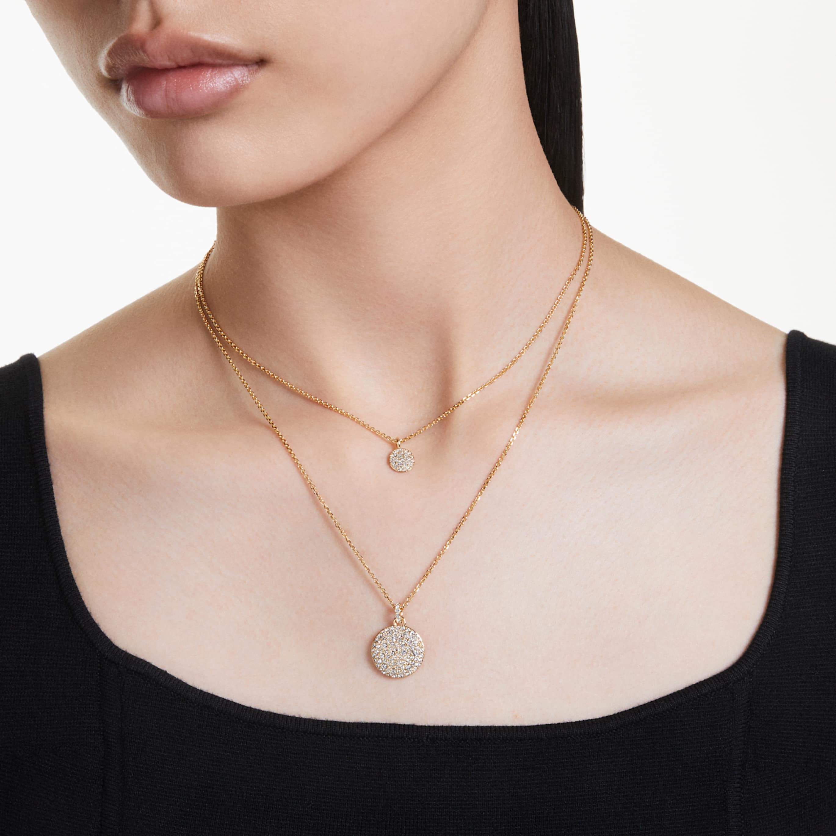 Swarovski Sublima layered pendant White, Rhodium plated