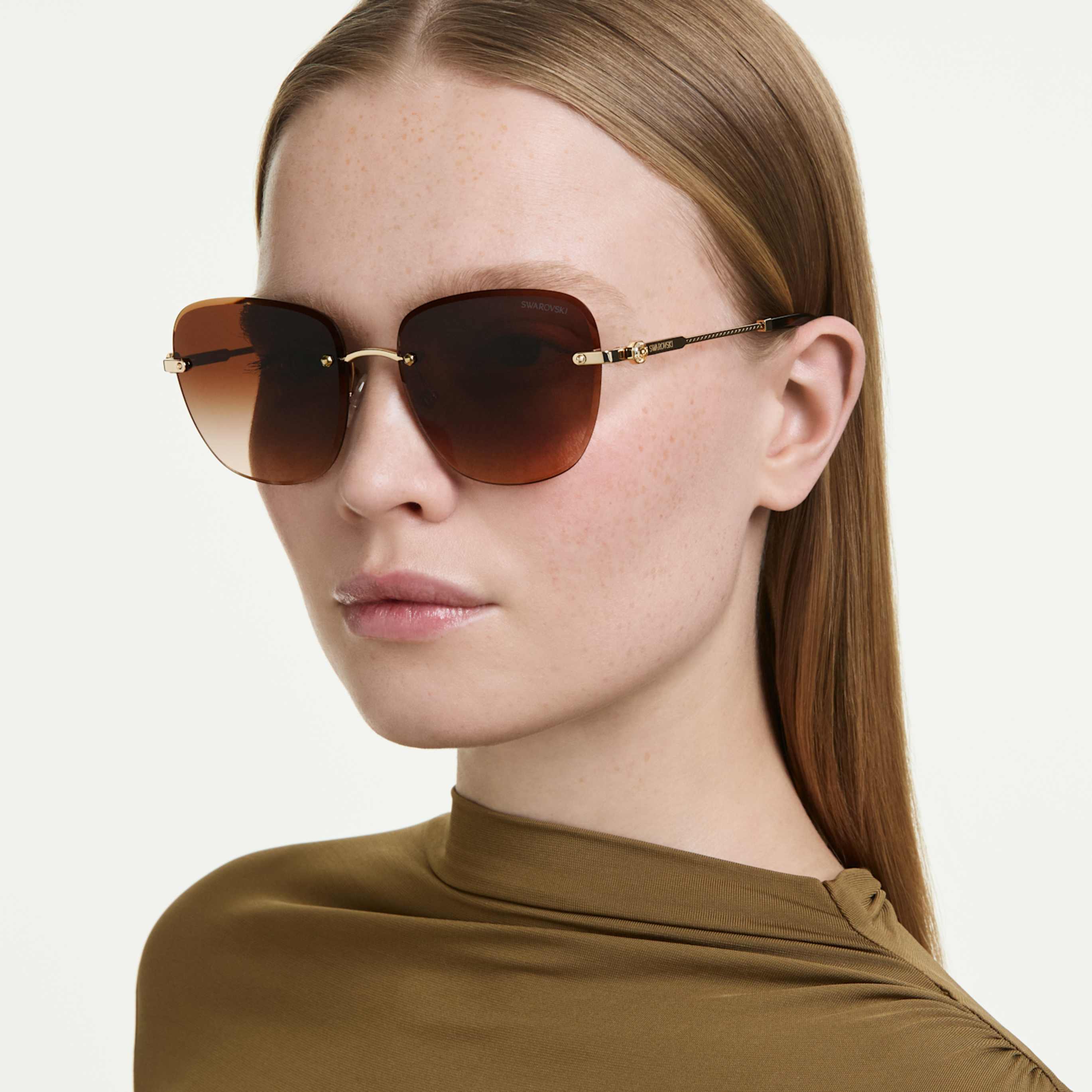 Swarovski Sunglasses Square shape, SK7043, Brown