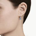 Swarovski Symbolica drop earrings Round cut, Moon, Blue, Rhodium plated