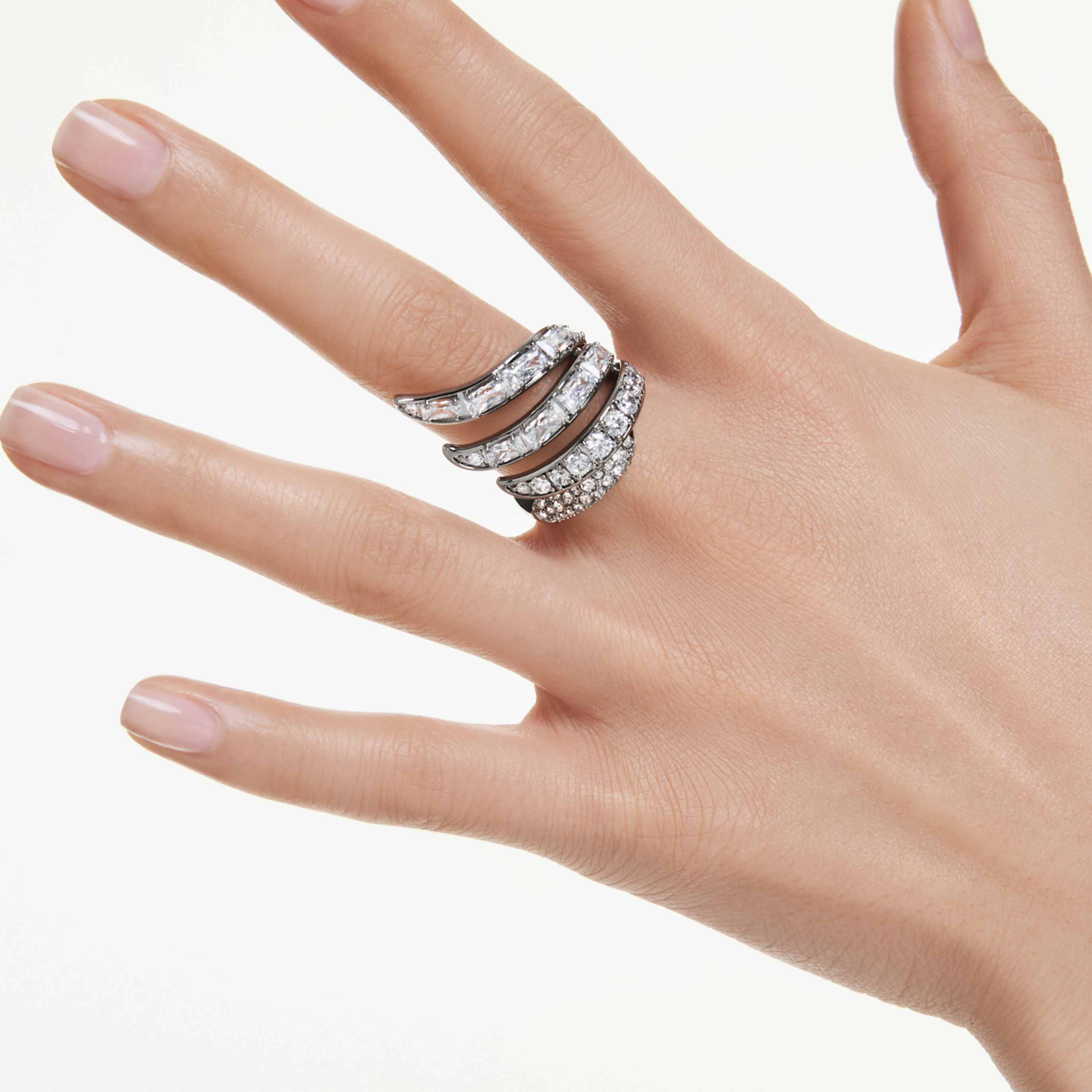 Swarovski The Vienna Collection ring Swan, White, Ruthenium plated