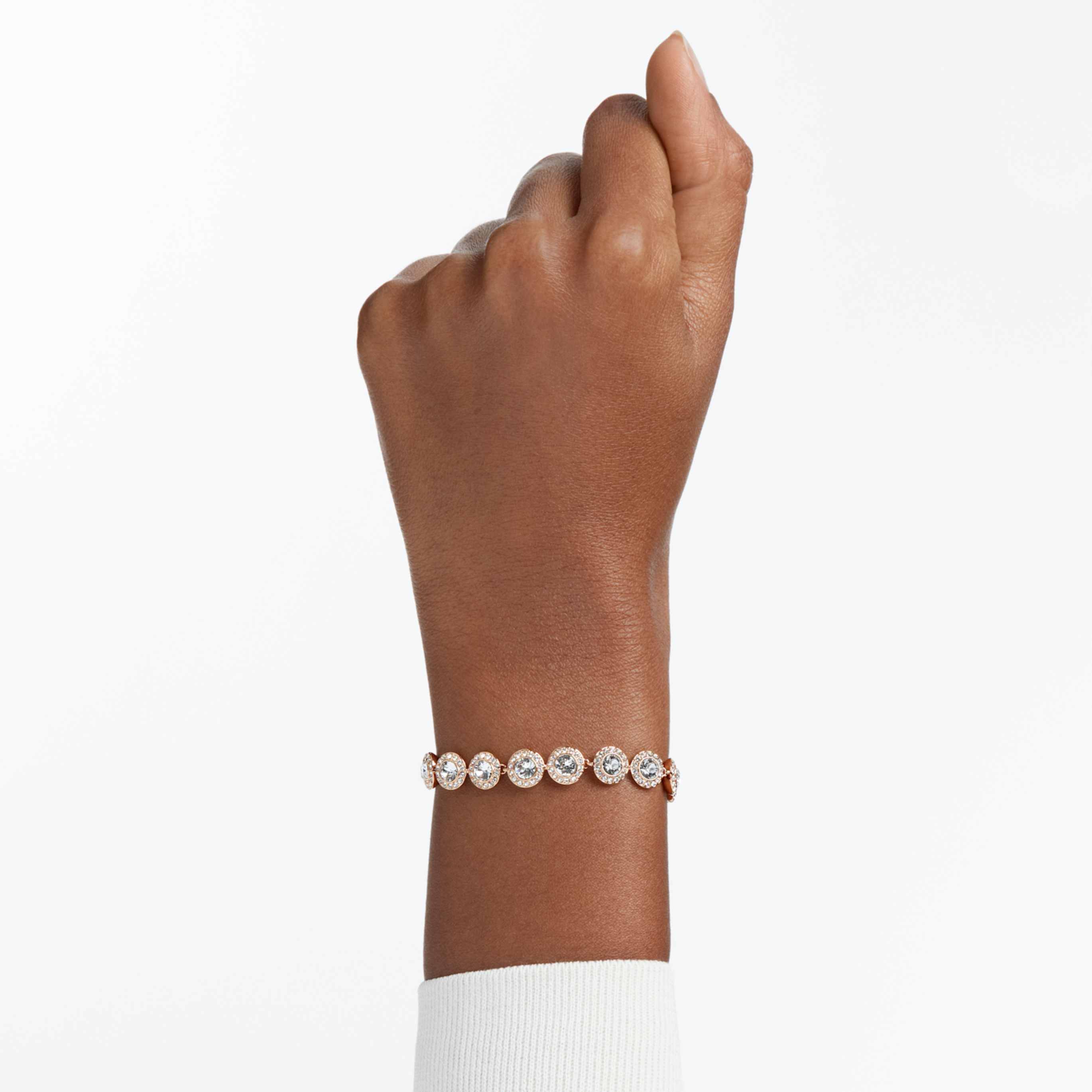 Swarovski Una Angelic bracelet Round cut, Pavé, Medium, White, 18K gold finish
