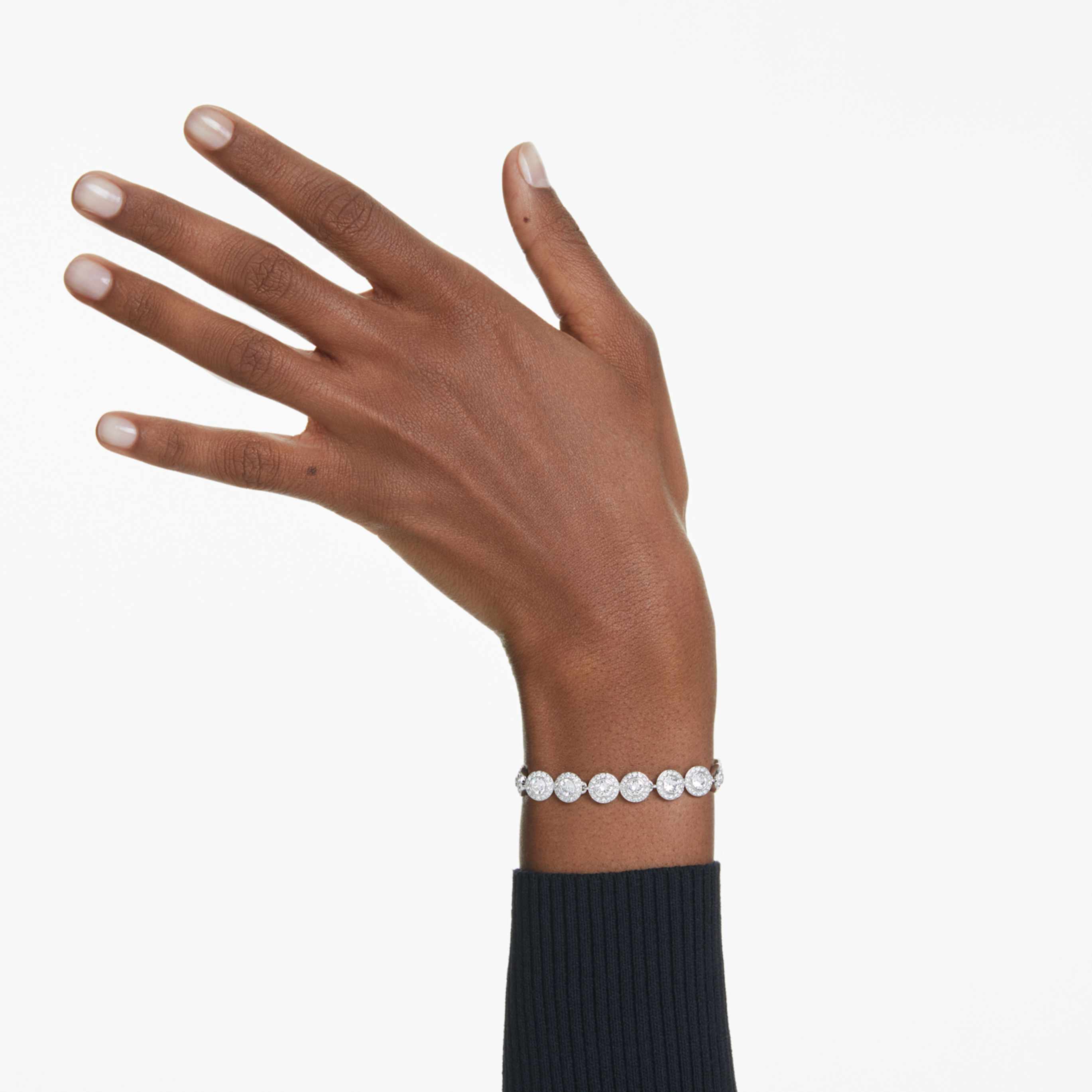 Swarovski Una Angelic bracelet Round cut, Pavé, Medium, White, 18K gold finish